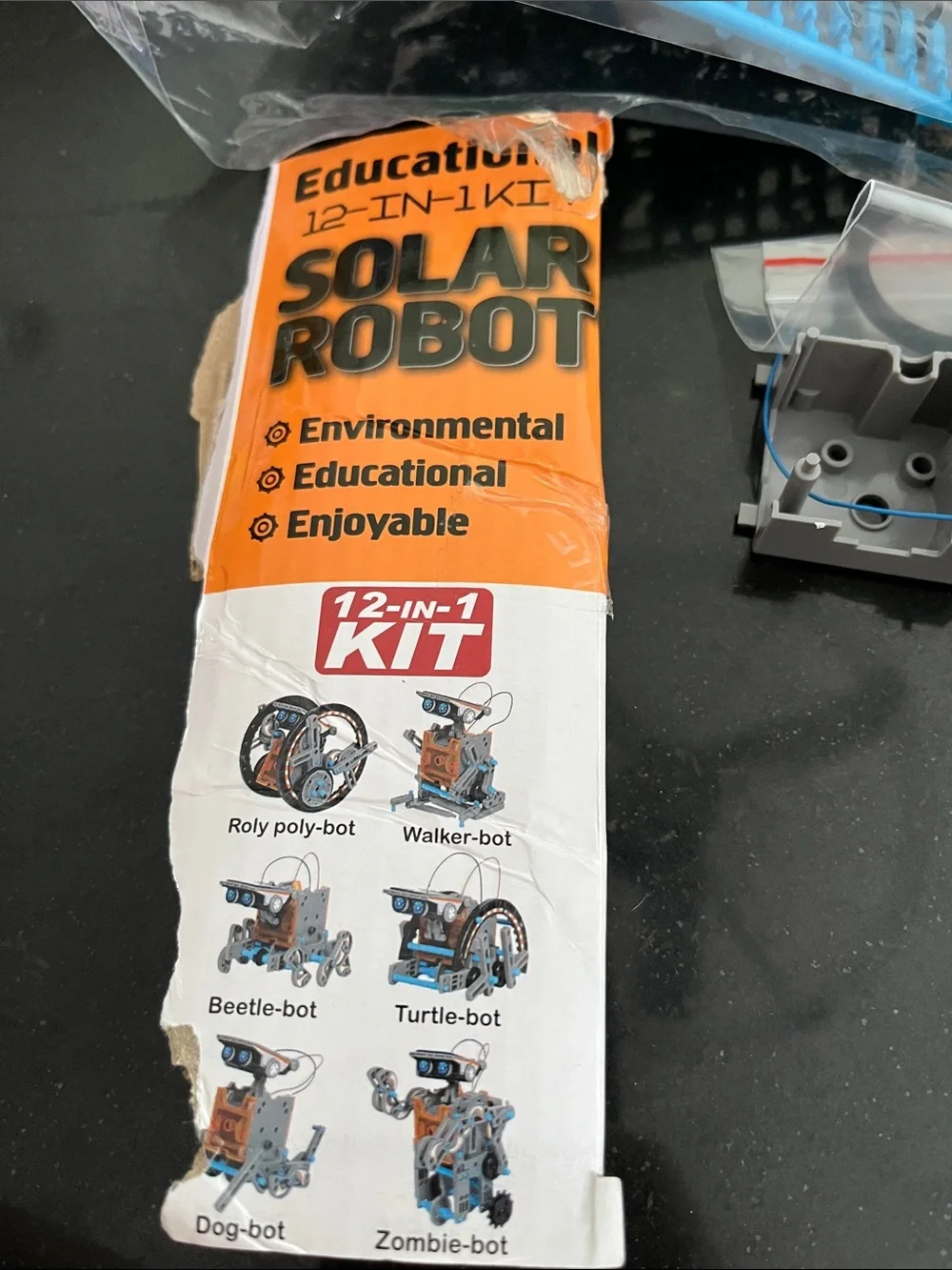 Lucky Doug Solar Robot Kit — Orange and Gray 12-in-1 STEM Builder